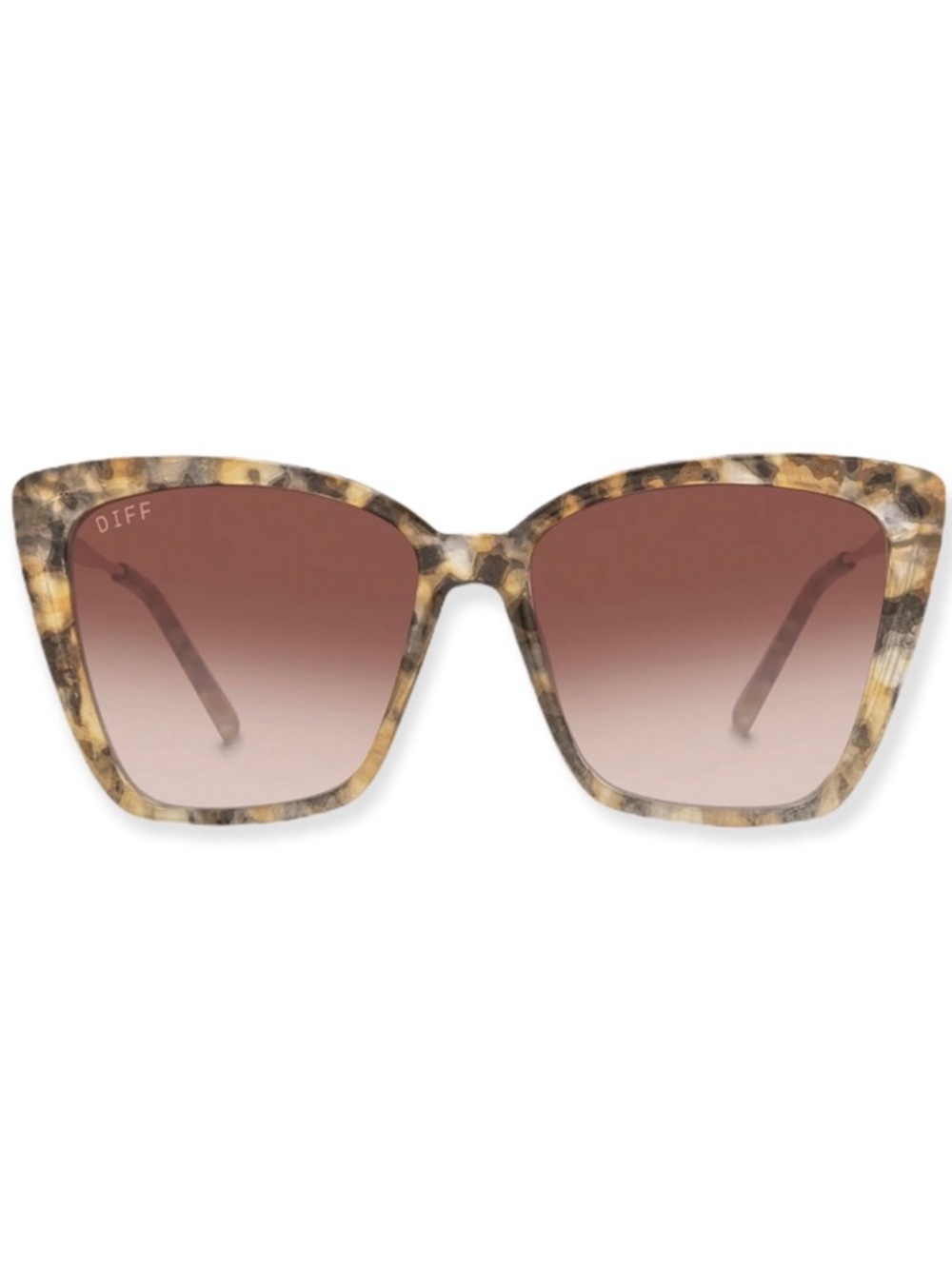 DIFF Heidi Sunglasses Sea Tortoise Gold Frame Brown Gradient Lenses Cateye